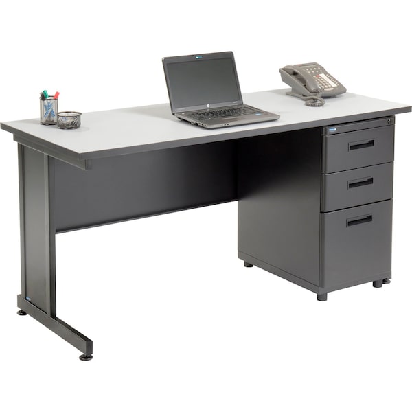 Interion By Global Industrial Office Desk Kit, 24 in D X 30 in H, 60 in W X 670073GY - main